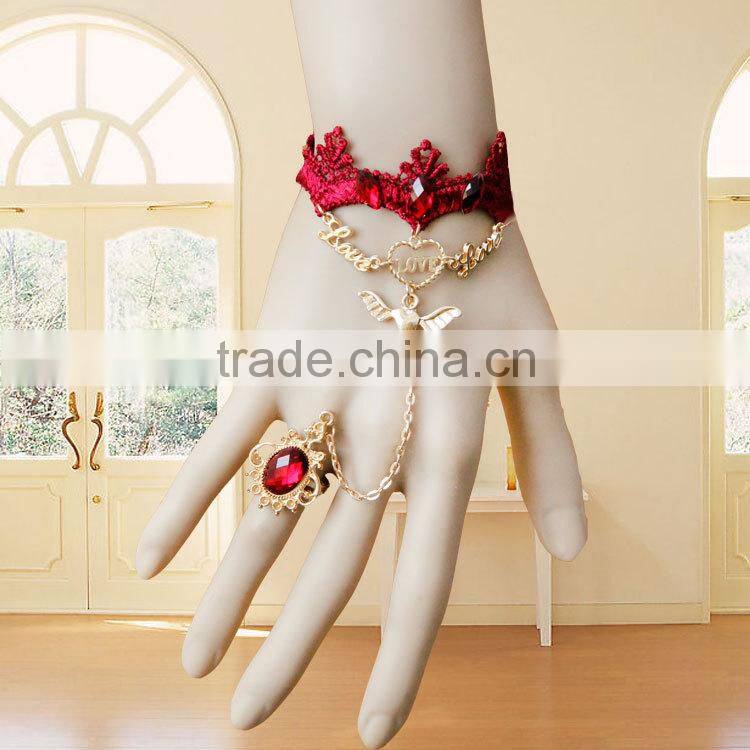 Lace female jewelry chain bracelet with ring