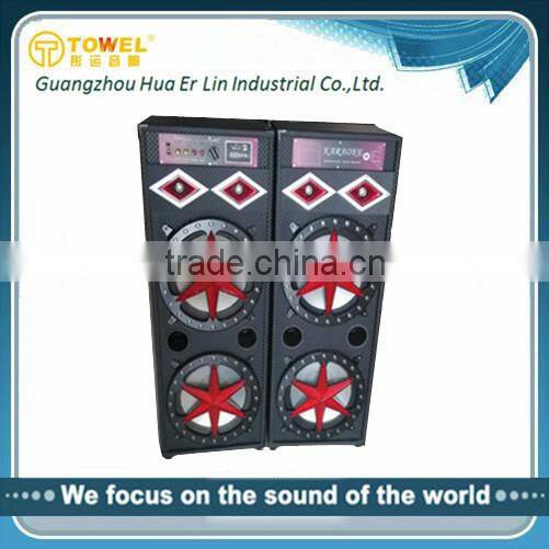 2015 2.0 active stage speaker with colorful light USB SD MMC FM Bluetooth portable wireless bluetooth speaker