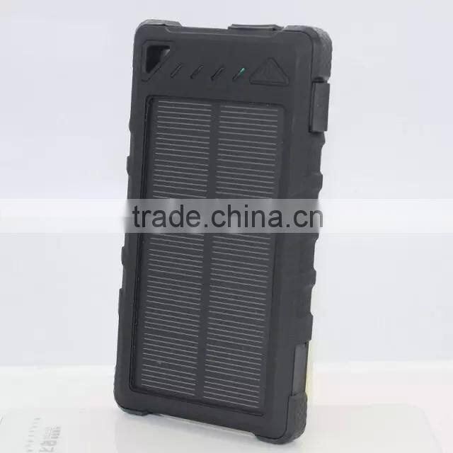8000mAh Solar Charger External Backup Power Pack Waterproof Dustproof Solar Power Bank for Smartphones Ipad Tablet Pc
