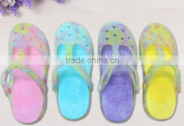 2015 high quality plastic sole sandals.printing flowers gril clogs.casual ladies fashion shoes