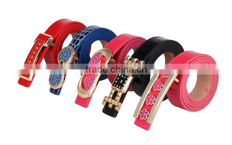 Womens Flower Alloy Buckle Leather Waist Belt
