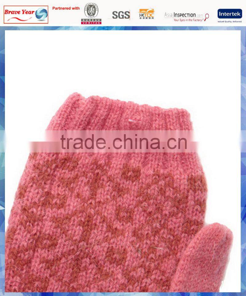 100% wool half finger knitted coated gloves for women