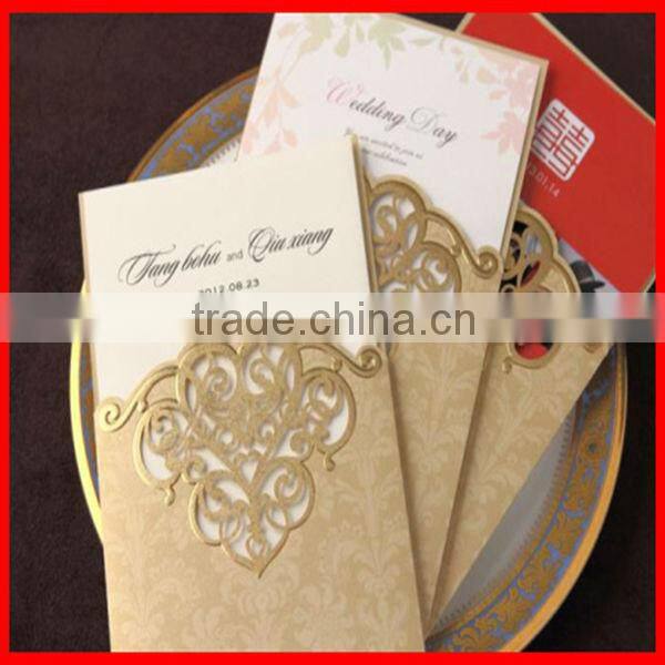 Delicated royal design gold happy ornamental engravingwedding invitation card
