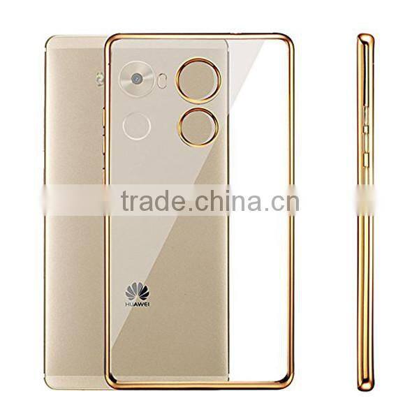 C&T Ultra Slim Metal Plating Frame Clear Soft Gel TPU Silicone Back Cover for Huawei Ascend Mate 8
