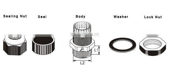 ONQA Waterproof Brass Plating Nickel Connector Metal Cable Gland PG36