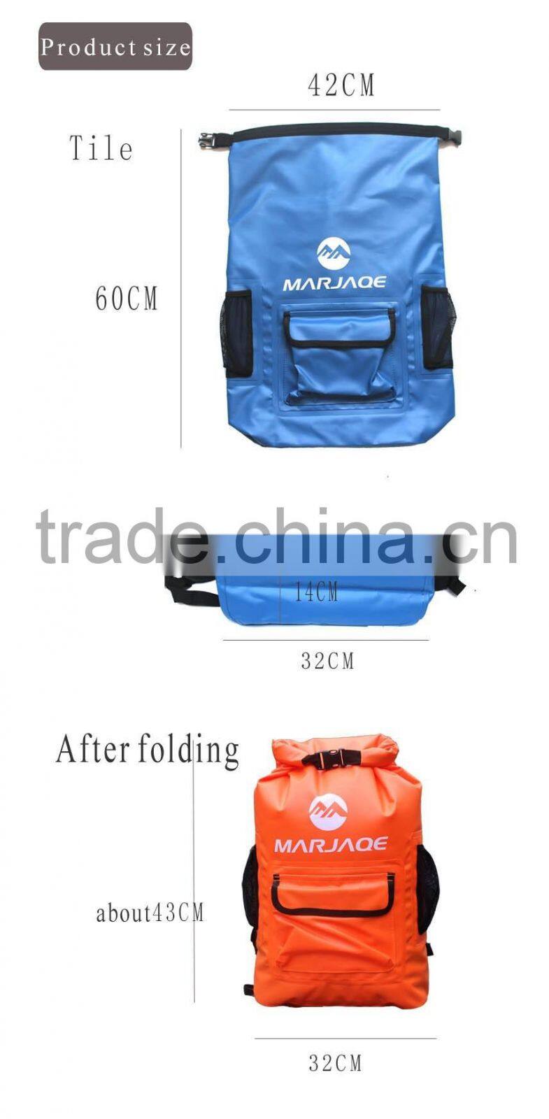 22Liter tarpaulin Waterproof Dry Bag backpack with padded shoulder straps
