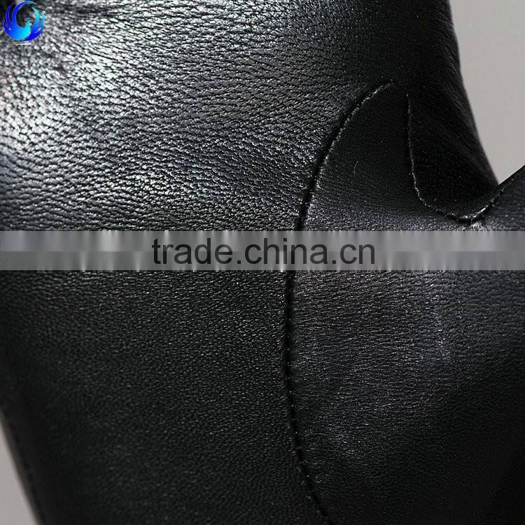 2016 custom winter ladies black sheepskin leather gloves for touch screen