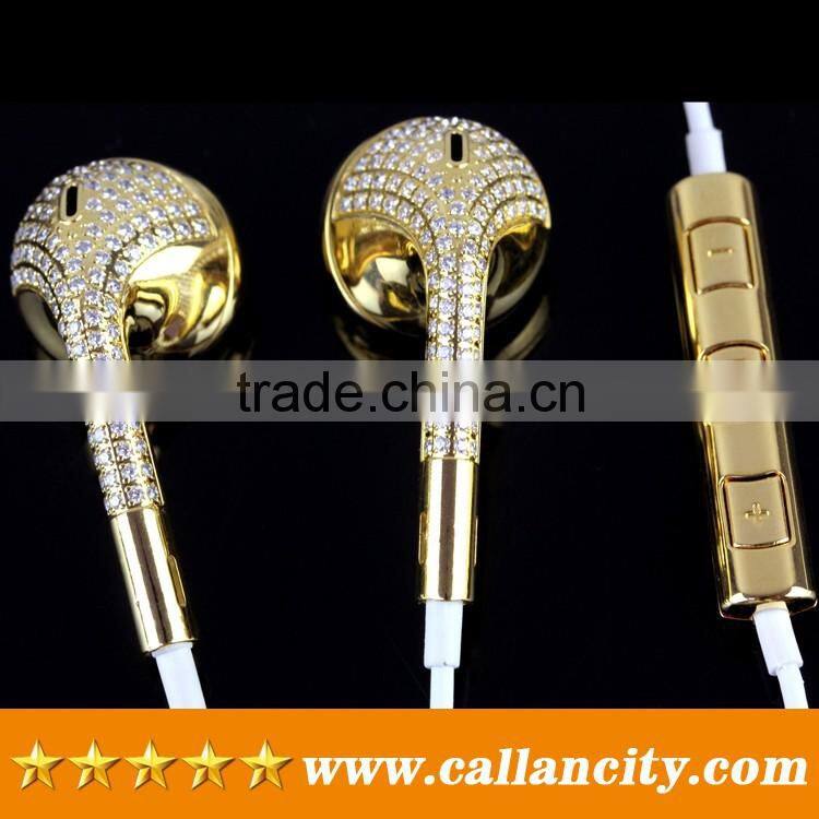 Best earphone company provide gold diamond tears headphone for iphone
