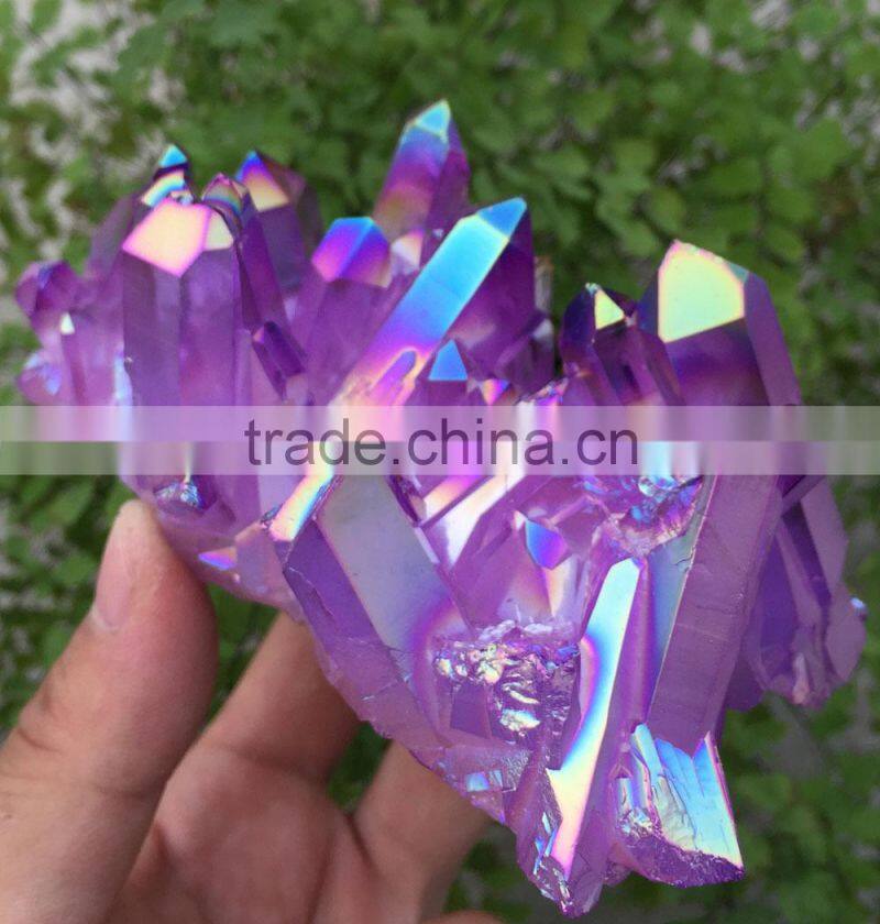 large light purple raw crystal cluster with plating for sale