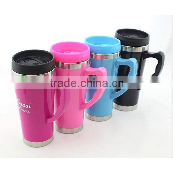 16oz Customized color Acrylic plastic outer stainless steel Vase travel mug