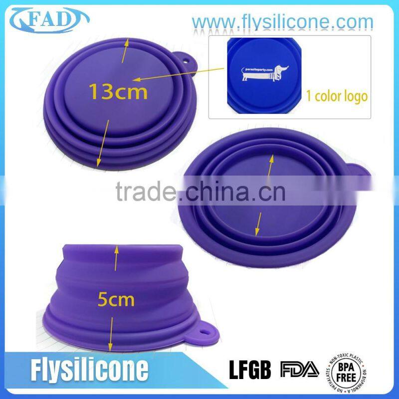BPA free collapsible silicone pet travel bowl printing logo dog bowl