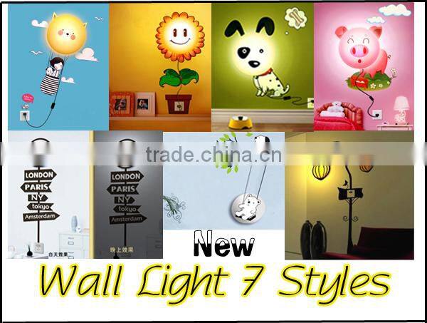 Bedroom New Fancy bedside light for kids,New design Lovely Spotty Dog wall sticker lamp