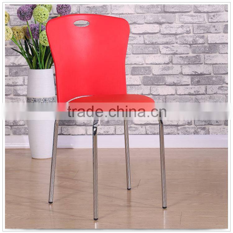 Black plastic dining chair with metal legs