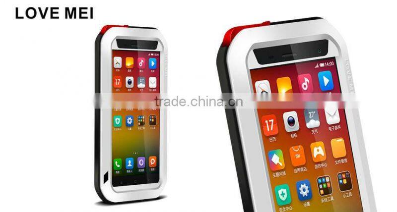 love mei aluminum waterproof case for xiaomi 4 LOVE MEI Case Metal Gorilla Glass Cover case for xiaomi 4 love mei