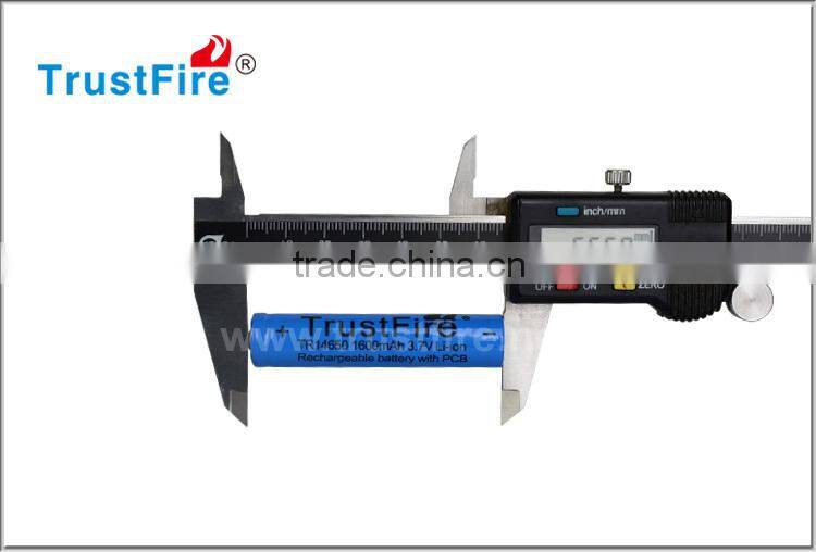 Trustfire factory original rechargeable battery 14650 3.7v rechargeable lithium-ion batteries,1600mah lithium polymer batteries