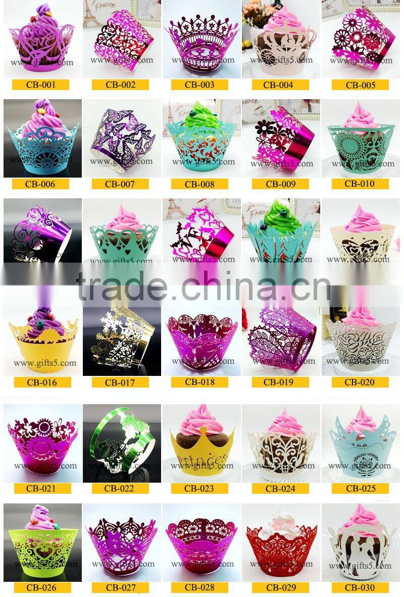 Free sample beautiful wedding box laser cut paper cupcake box