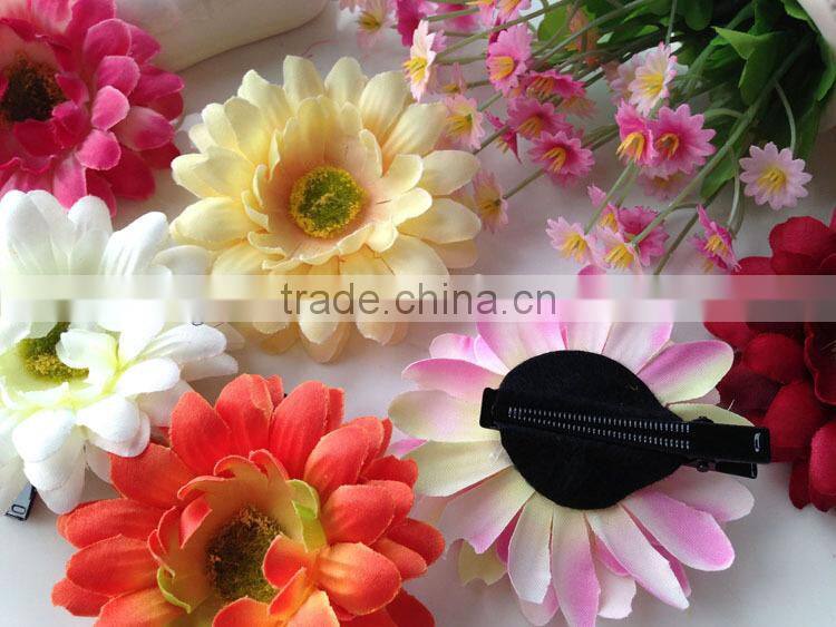 Hawaii Orange Artificial Gerbera Daisy Hair Flower Cute Chrysanthemum Flower