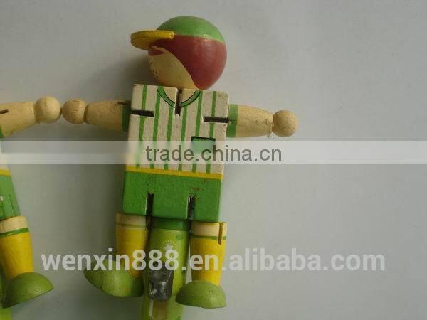 promotional cute wooden sports boy puppet pen for children