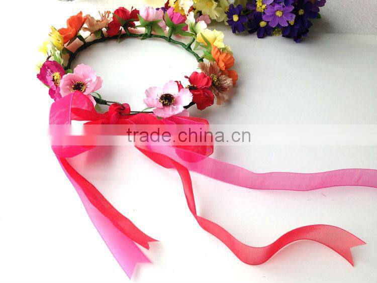 Colorful Flower Head Garland Small Cute Flower 100% Handmade Hawaii Head wreath
