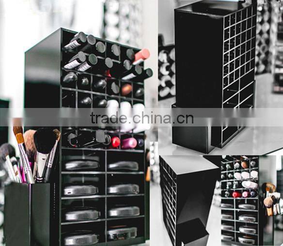 black rotating acrylic spinning lipstick tower