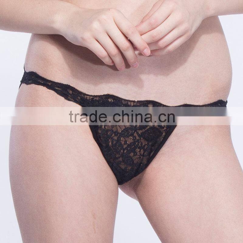 Lace border sexy panties open back g string