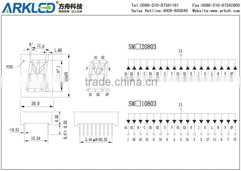 16 segment led display with super red for elevator