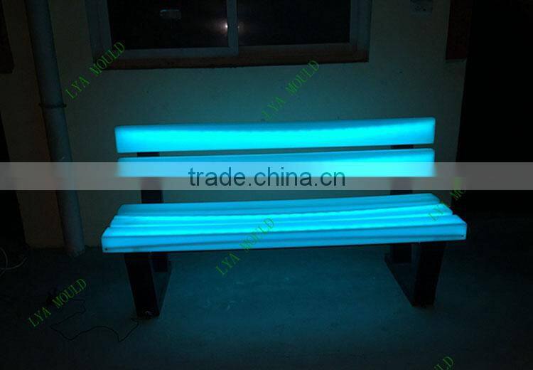 White color changed led light plastic garden bench