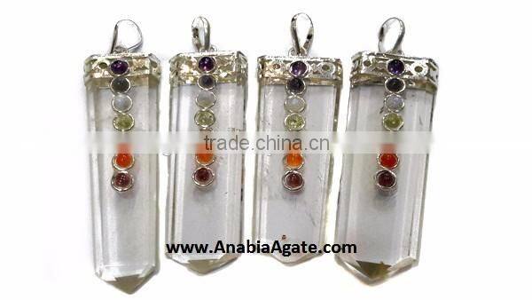 Black Jasper Chakra Flat Stick Pendant With Chakra Cabs : Wholesale Gemstone Chakra Pendants for sell