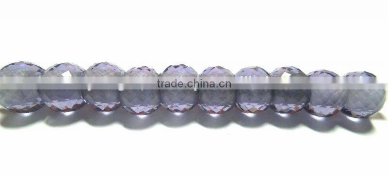AAA Quality Purple Color Quartz Faceted Handmade Big Hole Round Ball Beads