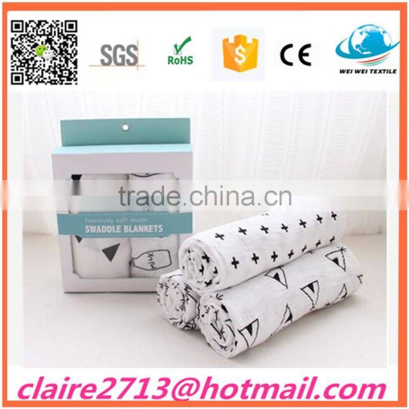 100% organic cotton yarn muslin swaddle blanket