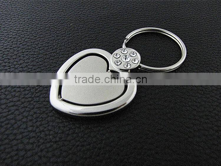 custom metal fancy heart shape spinning cute keyring for lovely girls