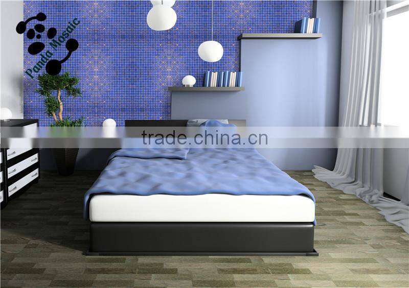 MB SMH01 Golden Line Blue Tile Design Cheap Mosaic Wall Tile Blue Mosaic Bathroom Tile China Glass Mosaic