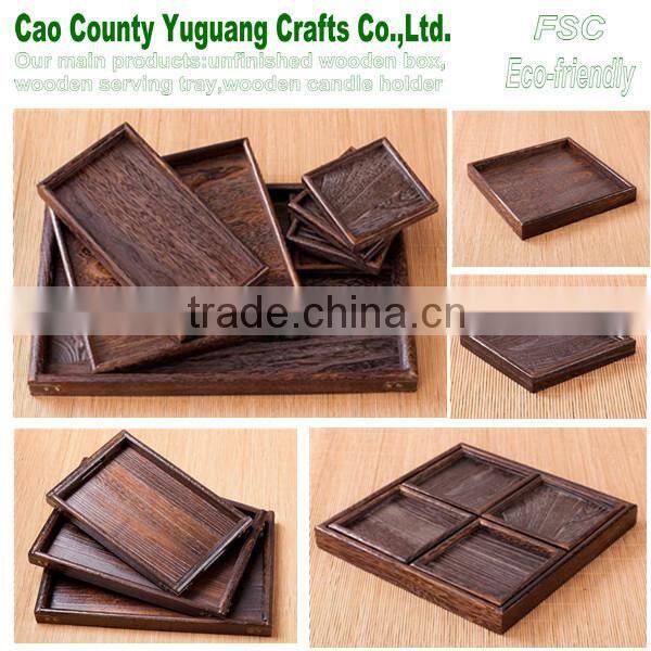 large sets of small trays,rectangle burn wood tray,small square tray