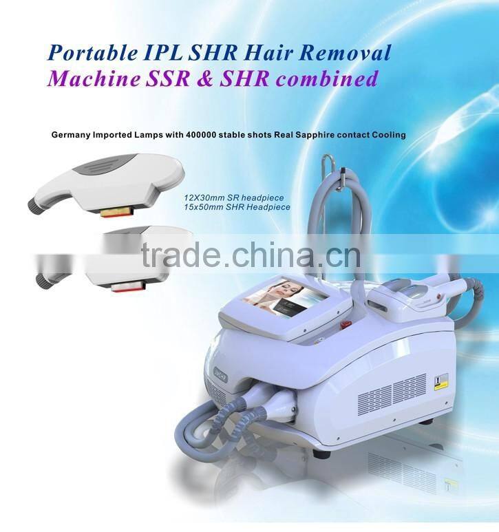 2016 Hot Sale 2 handles Portable IPL for Dark Circles and face lift elight laser equipment