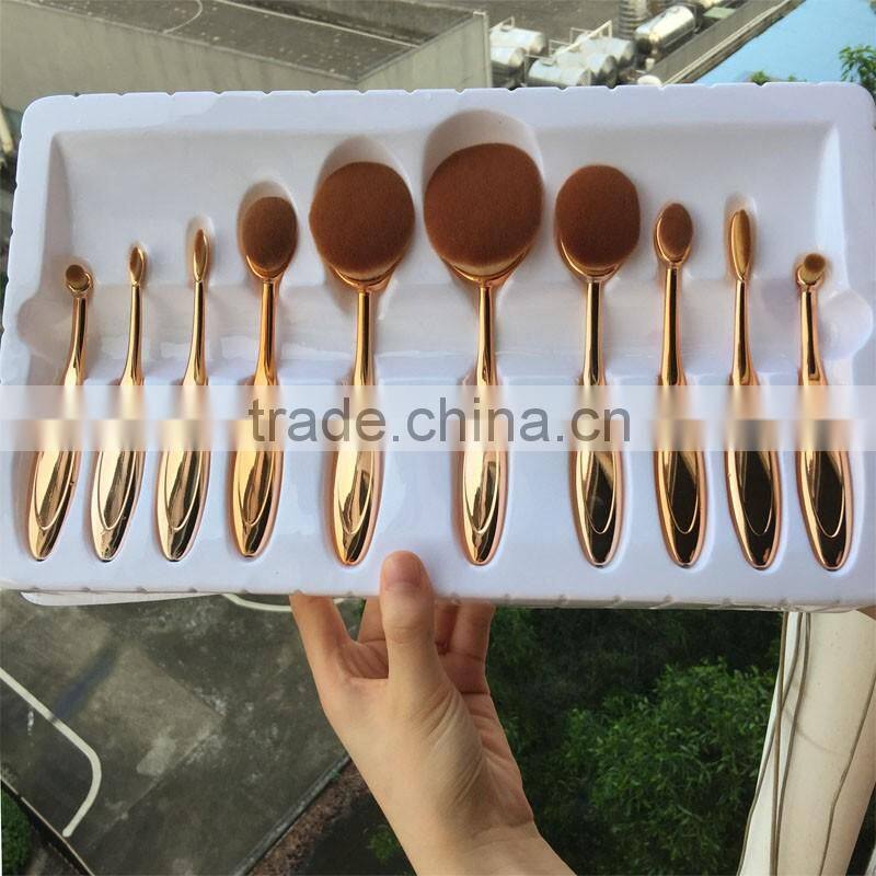 New Hot Sale Oval Toothbrush Makeup Brush Set Face Use Brush Oval Puff Brush 10 Pcs