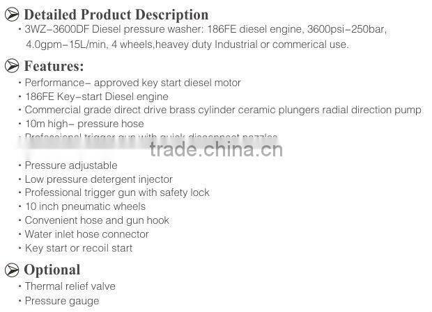 250bar 186FE diesel pressure washer