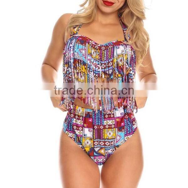 2017 summer xxx sexy sweet girl tassels high waist swim wear