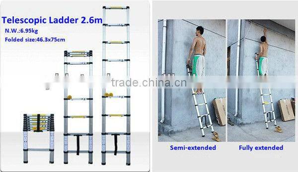 2m 7 steps EN131 extension telescopic aluminium ladder