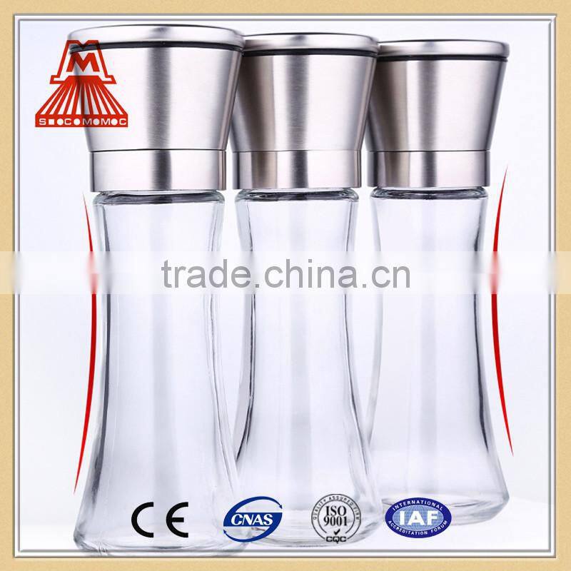 Manual Glass bottle pepper grinder /spice grinder from alibaba store