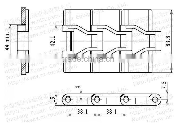 Straight Running Plastic Flat Top Chains for filling machinery