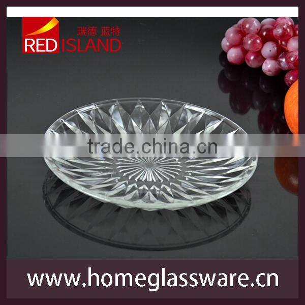 6" to 8" engraved glass plate glass fruit plate glass dish