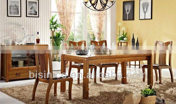 Morden Wooden 6 Seater Dinning Table,Full Solid Wood Rectangular Dinning Table W Chair,Graceful Dinning Room Furniture Set