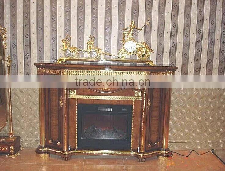 Vintage Carved Wooden Mantelpiece Fireplace, Elegant Freestanding Solid Wood Fireplace Mantel, Decorative Fireplace With Mirror