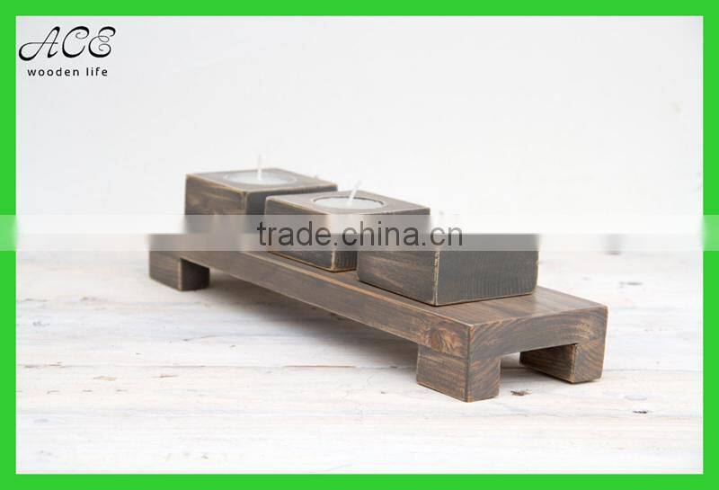 Rustic wooden candle holder for home decoration