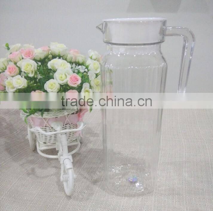 800ml Stripe square galss kettle with plastic lid glass jug with lid