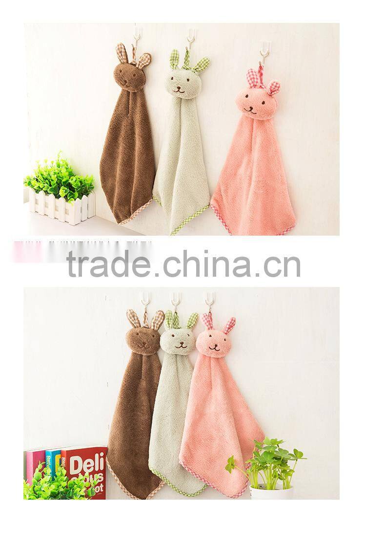 N105 Little girls cute rabbit jacquard small square towel for wholesale Yiwu factory