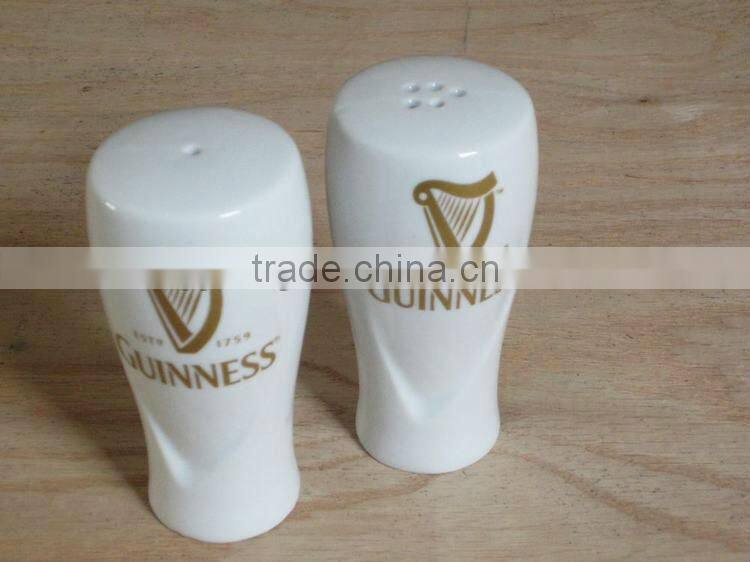 wholesale custom logo ceramic porcelain white salt and pepper shaker cruet set