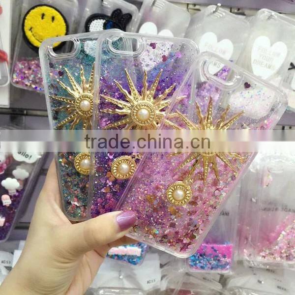 Quicksand sun sticker TPU + PC bling phone shell for iPhone 6 / 6 Plus