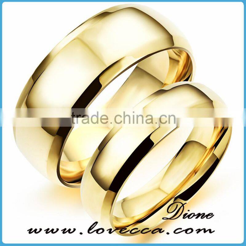 Custom made ladies stainless steel rings gold plated