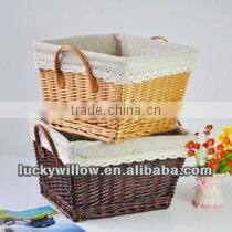 pure manual rect wicker basket with fabric